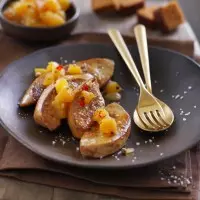 Escalopes de foie gras et chutney d’ananas à la Fleur de Sel de Guérande Le Guérandais